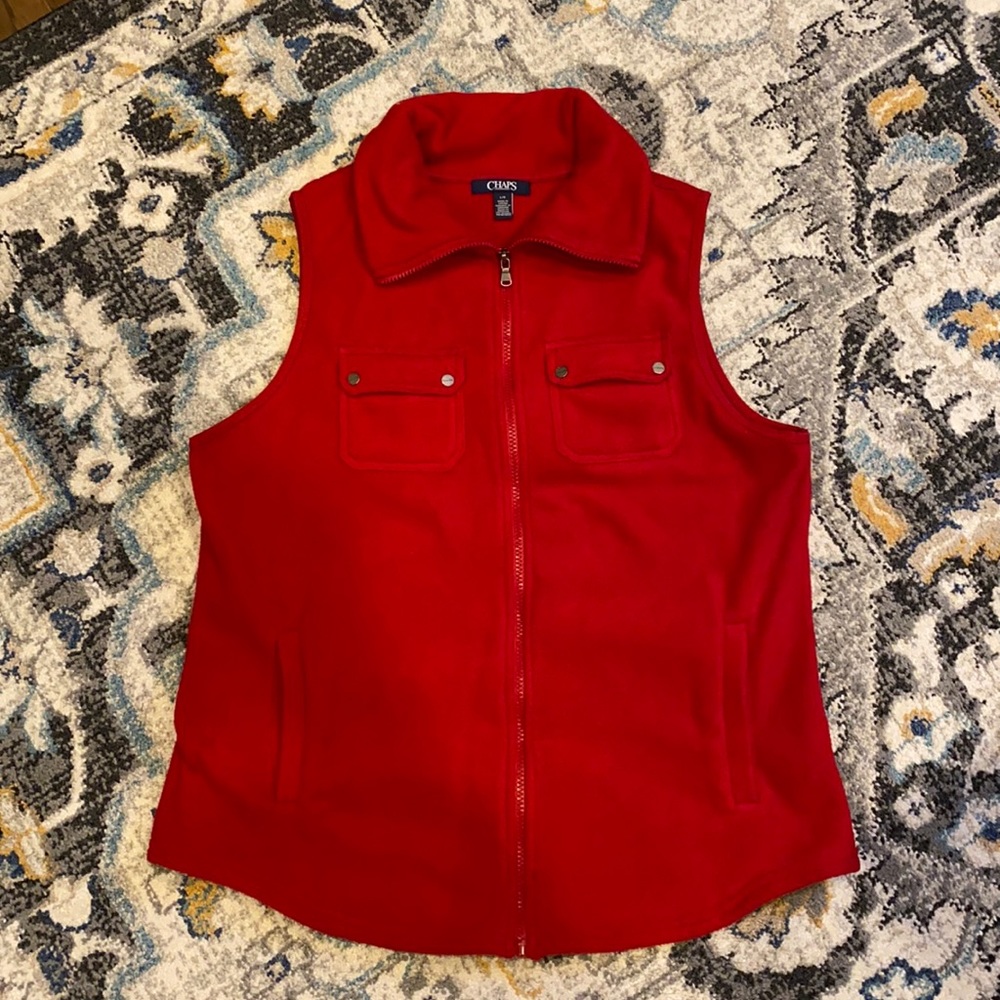Chaps Red fleece vest.